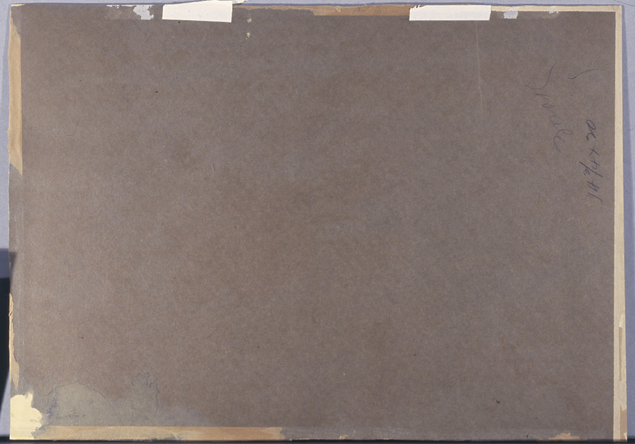 Verso (reverse side), seen before removal of the acidic backing.