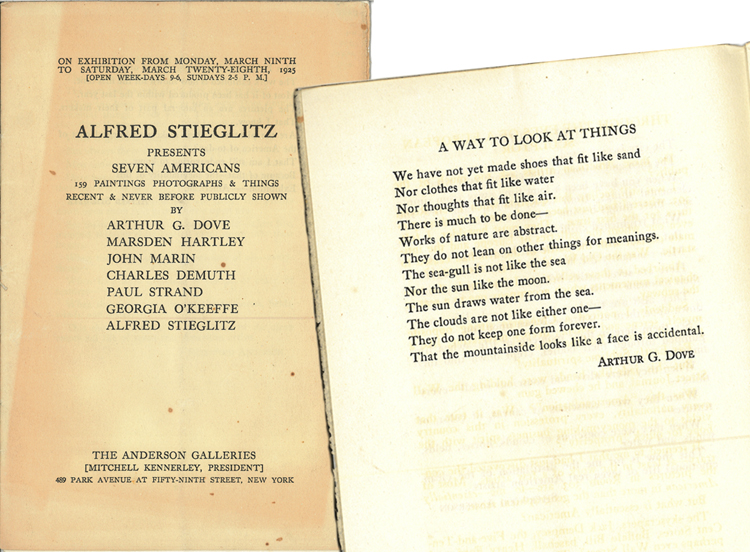 Stieglitz Presents Sever Americans... Arthur Dove poem