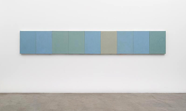 Brice Marden, Ru Ware Project, 2007–2012, Oil on linen. Nine canvases, each: 24 x 18 inches. Matthew Marks Gallery, New York