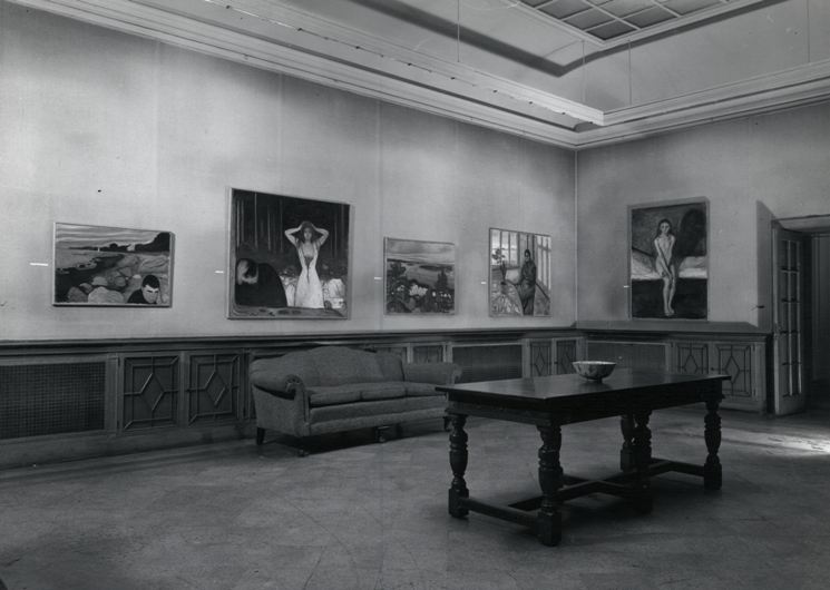 Edvard Munch installed in the Main Gallery, 1950