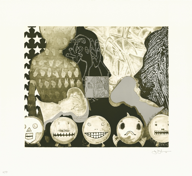Jasper Johns, Shrinky Dink 4, 2011. Intaglio, 28 3/4 x 31 3/4 in. Published by Universal Limited Art Editions. Courtesy ULAE © Jasper Johns and ULAE / Licensed by VAGA, New York, NY