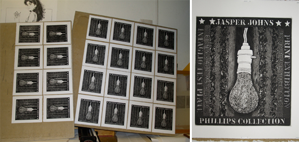 Special edition prints (intaglio) drying in the studio. Photo: Scip Barnhart