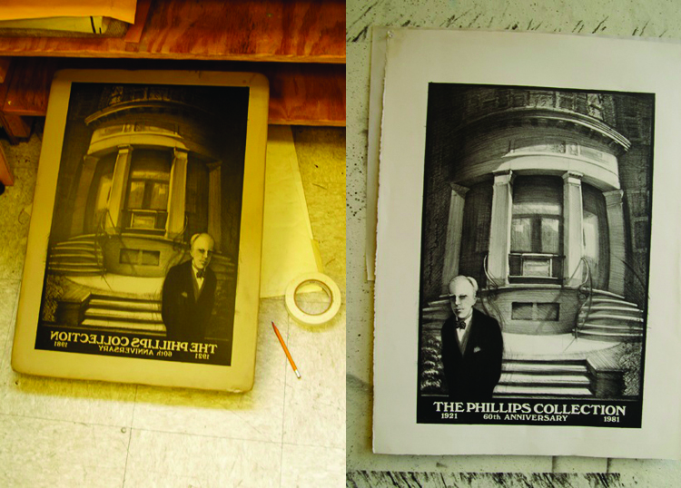 Photos of the plate and print proposed by Scip Barnhart for the Phillips's 60th anniversary