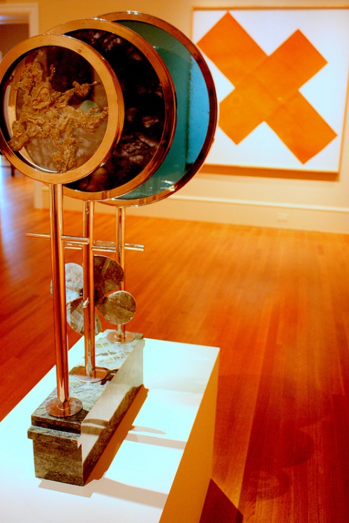 Installation photo by Kate Boone of Main Gallery with (left to right) Morris Graves, Weather Prediction Instruments for Meteorologists, 1962/1999. The Phillips Collection, Washington, D.C.; Robert Mangold, X Within X Orange, 1981. The Phillips Collection, Washington, D.C.
