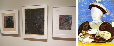 Installation shot of Jasper Johns's After Holbein, Holbein the Younger Nobleman Holding a Lemur