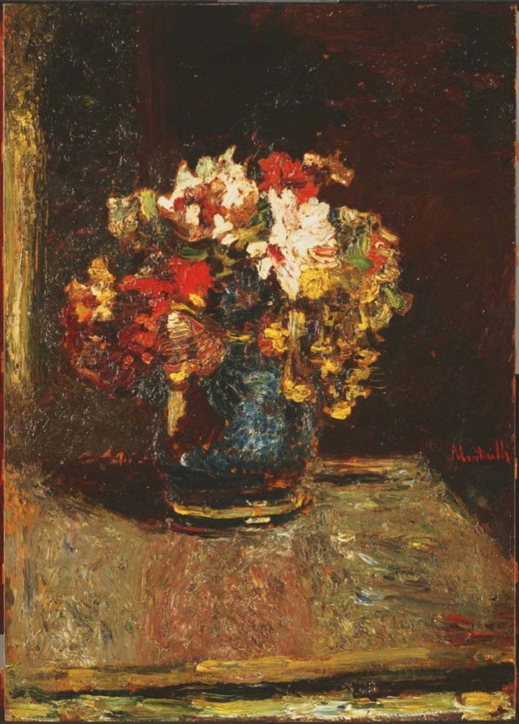 Adolphe Monticelli, Bouquet, c.1875. Oil on wood panel, 27 1/4 x 19 3/8 in. The Phillips Collection, Washington, D.C. Acquired 1961.