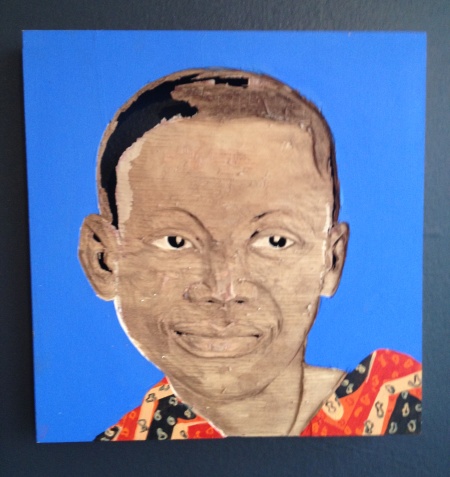 One of Aimé Mpane's portraits on view in Nomad Gallery at (e)merge. Photo: Dorothy Kosinski