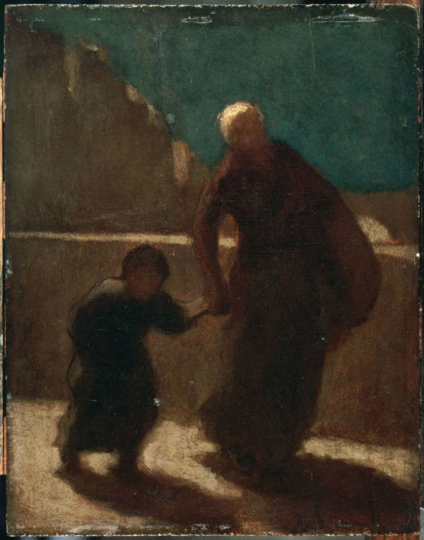 Honoré Daumier, On a Bridge at Night, 1845-1848. Oil on wood panel, 10 3/4 x 8 5/8 in. The Phillips Collection, Washington, D.C. Acquired 1922. 