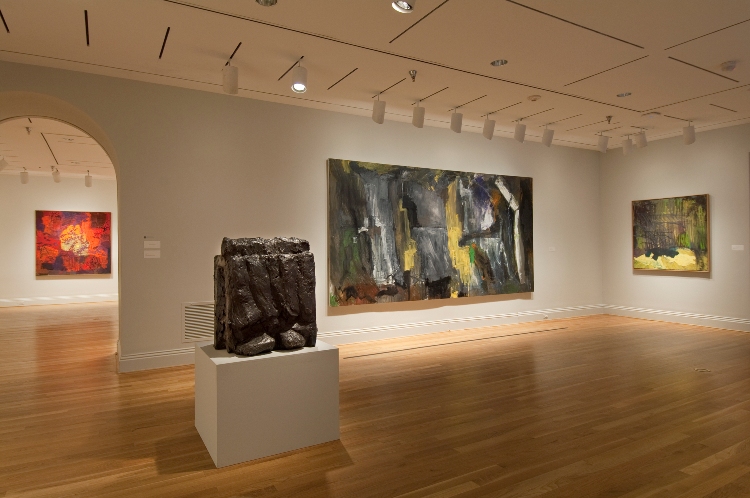 View upon entering Per Kirkeby: Paintings and Sculpture at the Phillips with Kirkeby's monumental painting Erdbeben (Earthquake) at center. Photo: Lee Stalsworth