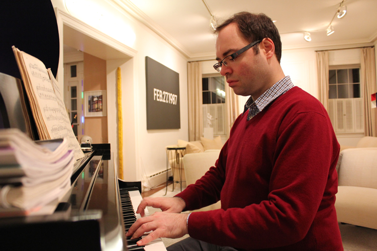 Pianist Alexander Melnikov practices last Saturday night. Photo: Margaret Rajic