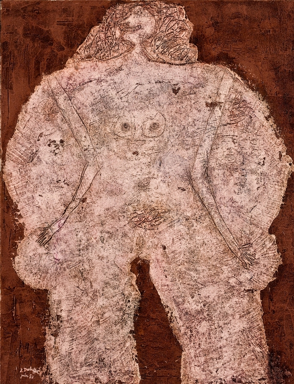 Jean Dubuffet, Corps de dame—Château d'Étoupe (Body of a Lady—Stuffed Castle), 1950. Oil on canvas, 45 3/4 x 35 3/8 in. Allen Memorial Art Museum, Oberlin College, Oberlin, Ohio. Gift of Joseph and Enid Bissett © 2012 Artists Rights Society (ARS), New York / ADAGP, Paris