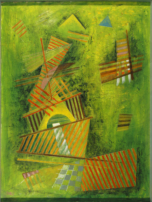 Werner Drewes, Composition in Green, 1935. Oil on hardboard, 23 x 17 1/8 in. Gift from the estate of Katherine S. Dreier, 1953. The Phillips Collection, Washington, D.C.