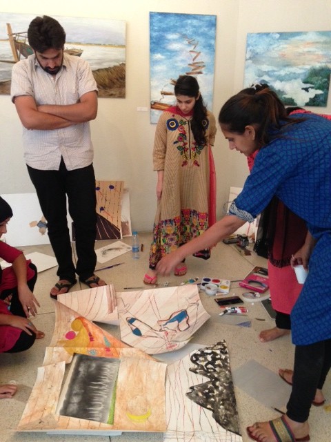 Emerging artists in Lahore hard at work collaborating.