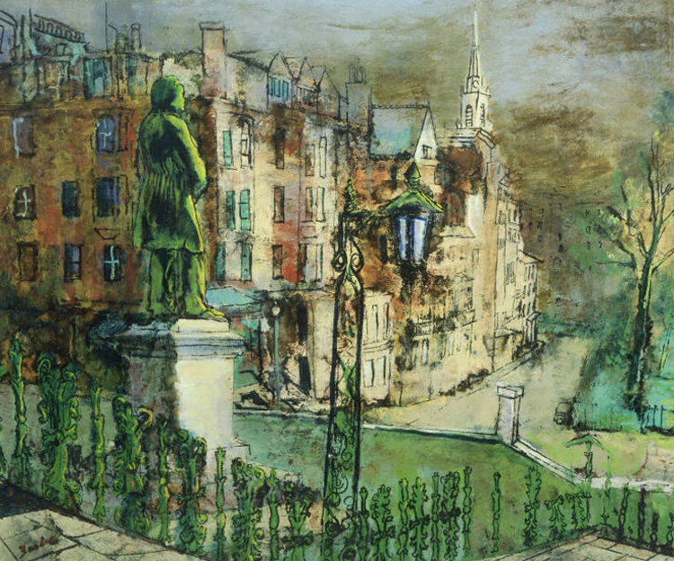 Painting of Park Street in Boston by Bostion Expressionist painter Karl Zerbe
