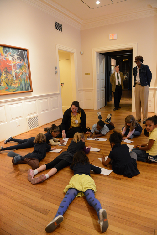 Tyler Elementary School Students create storyboards inspired by Franz Marc's Deer in the Forest I. Photo: James R. Brantley