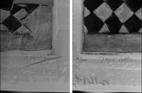 Signatures of Braque, left and Villon, right.