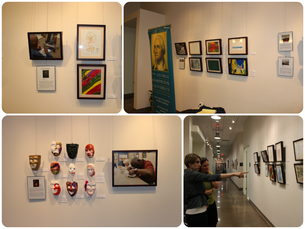 Installation of Creative Aging exhibition at GW's Alexandria campus. Photos: Margaret Collerd.