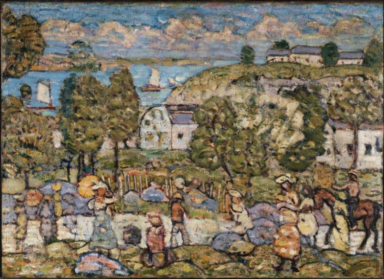 Maurice Prendergast, Landscape Near Nahant, c. 1908-c. 1912. Oil on canvas, 20 1/4 x 27 7/8 in. The Phillips Collection, Washington, D.C. Acquired 1922.