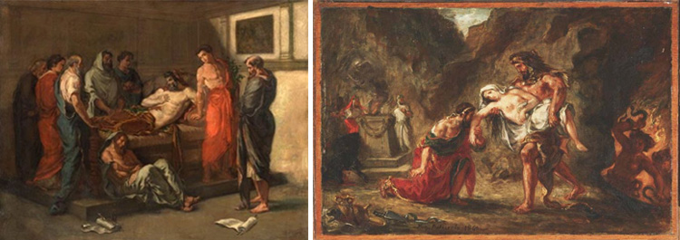 Comparison of two side by side works by Eugene Delacroix
