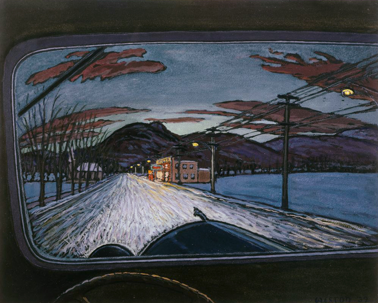 Harold Weston, Going Home, 1939, Gouache on blue-black paper 15 5/8 x 19 5/8 in.; 39.6875 x 49.8475 cm.. Acquisition date unknown. The Phillips Collection, Washington D.C.