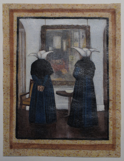 A plate from Arthur's handmade book for the Phillipses showing visiting nuns admiring Matisse's Studio, Quai Saint-Michel, 1916.