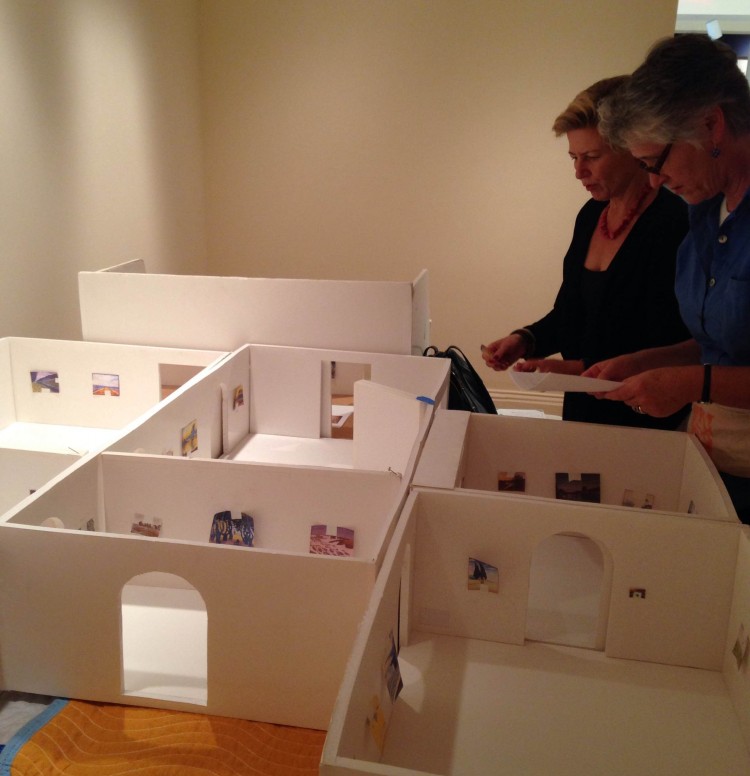 Guest Curator Cornelia Homburg and Associate Registrar Trish Waters go over the proposed layout of the exhibition.