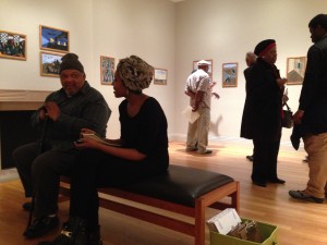 Students and elders discuss Jacob Lawrence’s The Migration Series. Photo: Andrea Kim Taylor