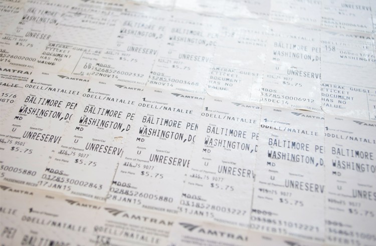 Train tickets, photograph by Natalie O’Dell