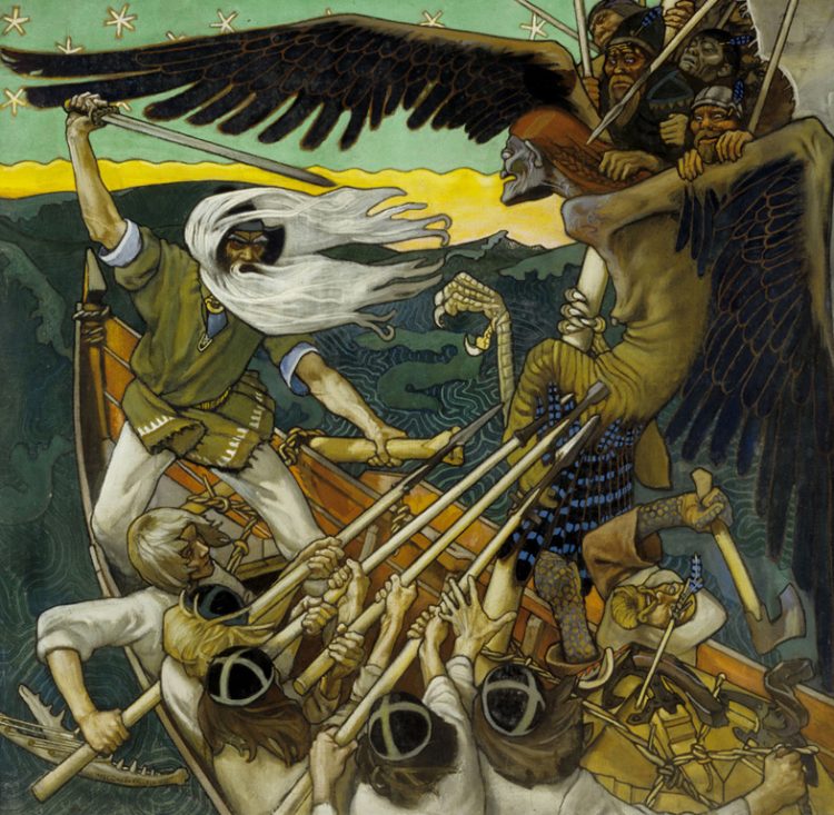 (Finland) Akseli Gallen-Kallela, The Defense of The Sampo, 1896, Tempera on canvas, 48 x 49 3/16 in., Turku Art Museum