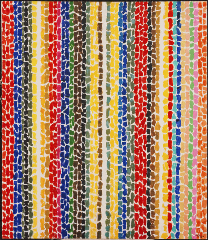 Alma Thomas; "Breeze Rustling Through Fall Flowers", 1968, 57 7/8 x 50 in.; Acrylic on canvas; The Phillips Collection; Gift of Franz Bader, 1976
