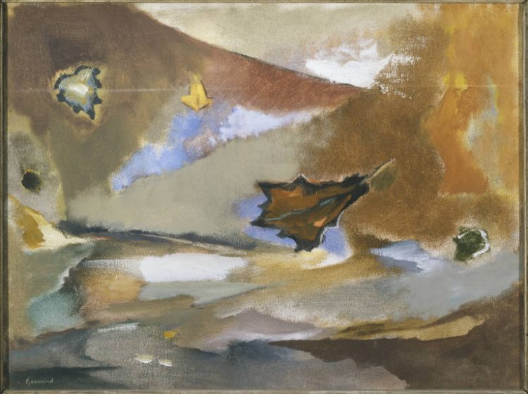 John Gernand, "Blowing Leaves", 1944, Oil on canvas, 12 x 16 in., The Phillips Collection, Acquired 1945.
