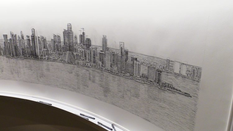Stephen Wiltshire's canvas, photographed by Victor Pierre
