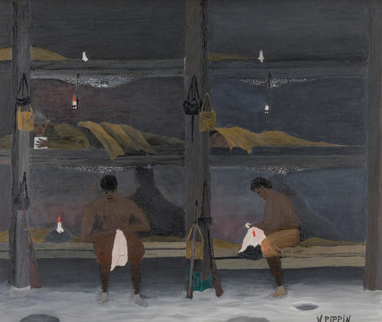 "The Barracks", Horace Pippin, 1945, Oil on canvas, 25 1/4 x 30 in.; Acquired 1946